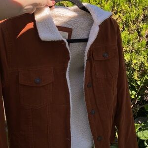 Brown and White Sherpa Jacket